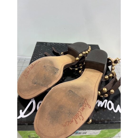 Sam Edelman Asbury Dark Brown Leather Studded Sandals Women’s  Size 7.5 M - Picture 6 of 6